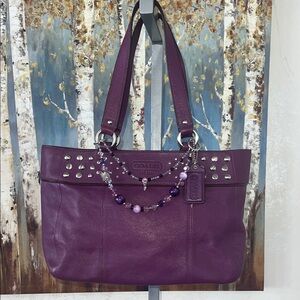 Coach Purple Shoulder Bag with Silver Accents